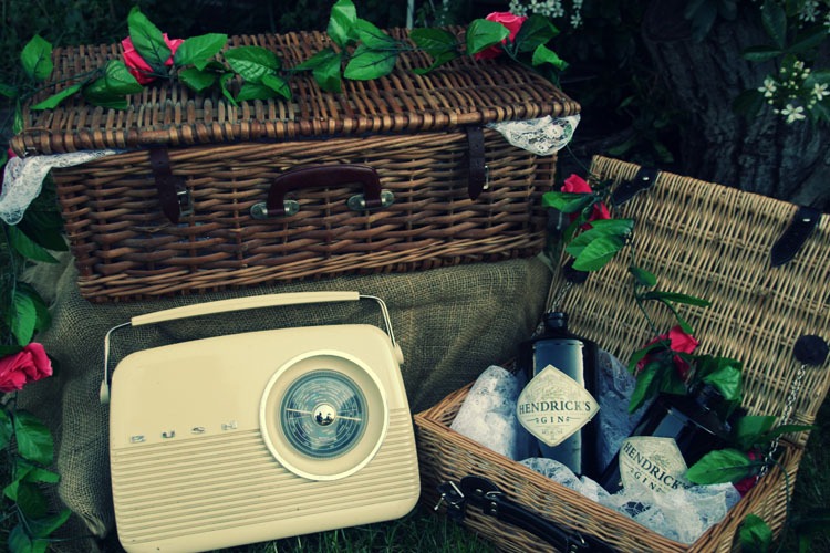 hendricks bottles in baskets